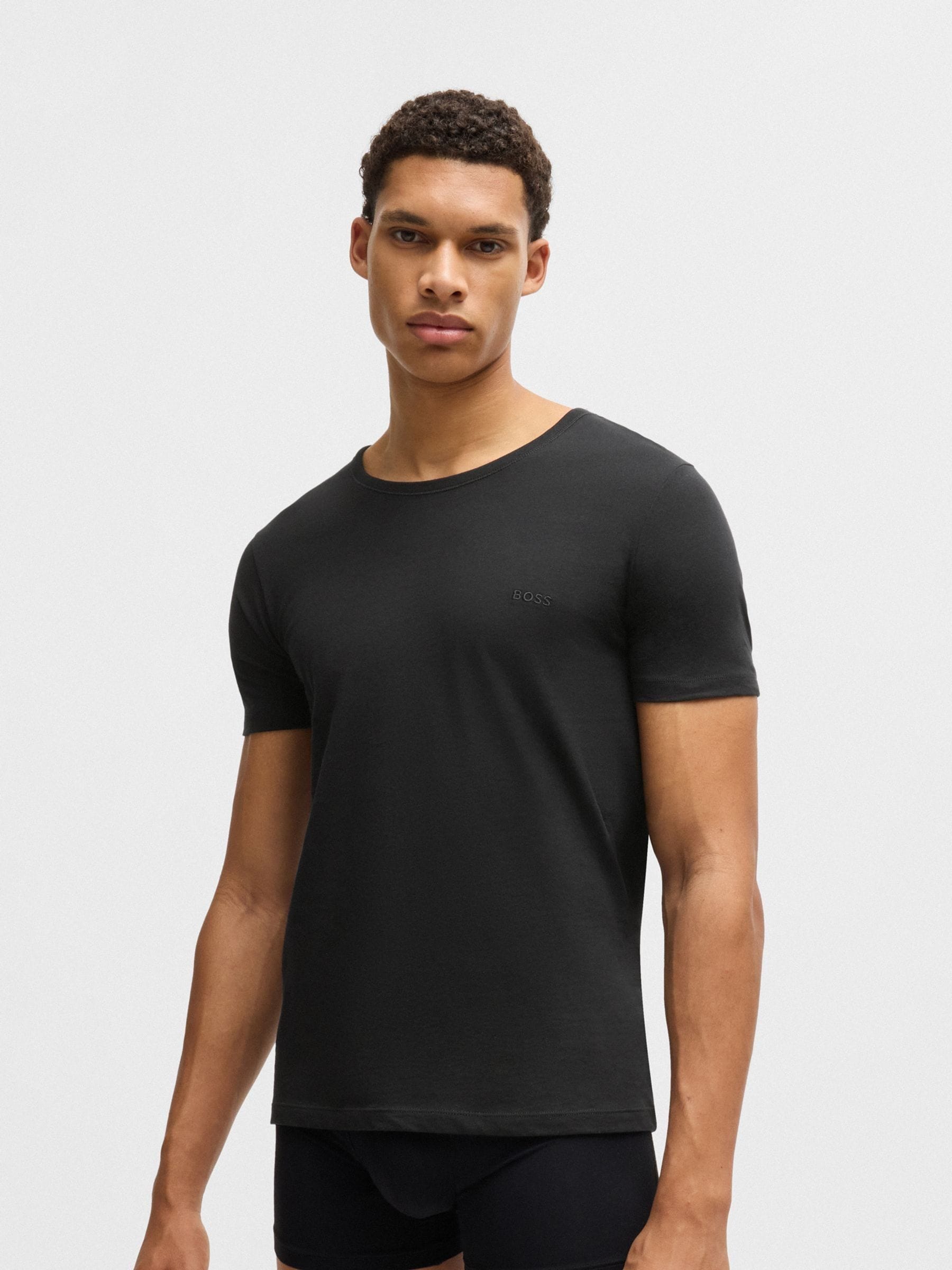 Buy BOSS Black/Grey/White Crew Neck Short Sleeve Classic T-Shirts