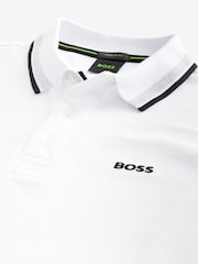 Белый - BOSS рубашка поло из 100% хлопка с контрастной отделкой - Image 6 of 8