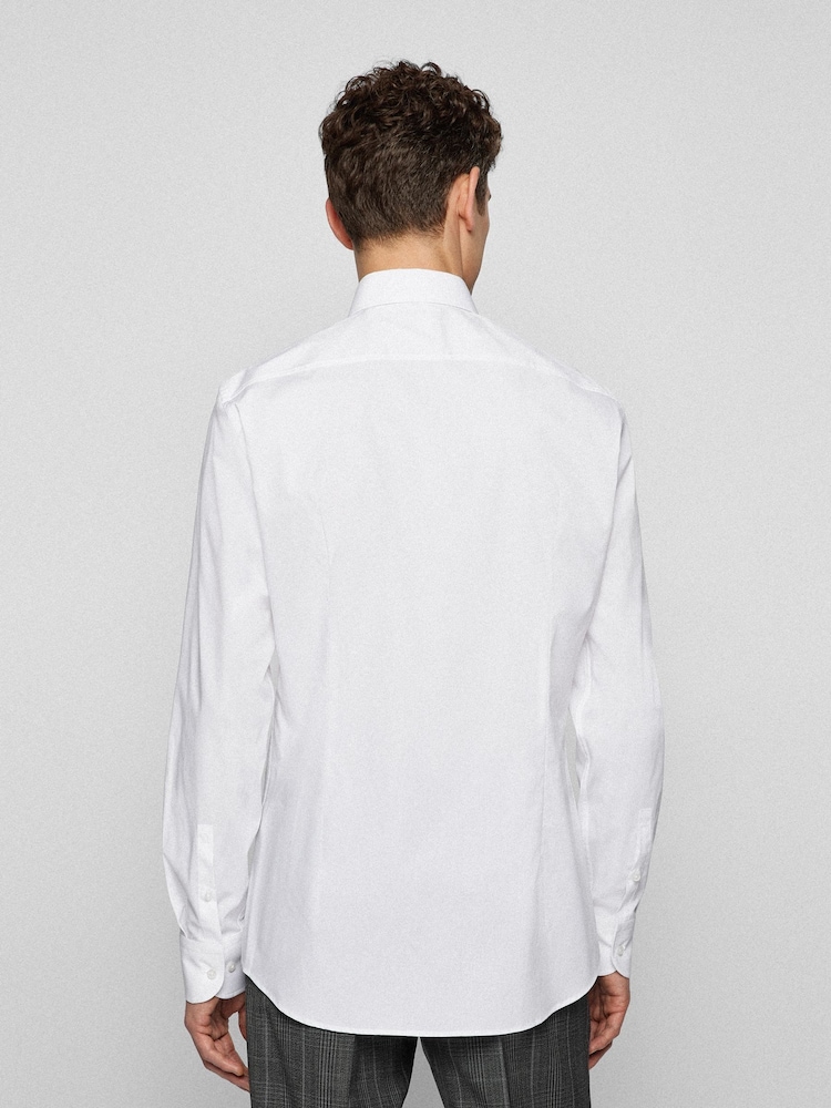 BOSS White Slim Fit Stretch Poplin Shirt - Image 2 of 6 BOSS White Slim Fit Stretch Poplin Shirt - Image 2 of 6