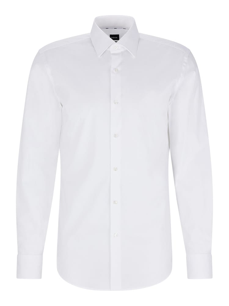 BOSS White Slim Fit Stretch Poplin Shirt - Image 6 of 6 BOSS White Slim Fit Stretch Poplin Shirt - Image 6 of 6