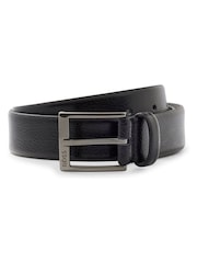 BOSS Black Grained Leather Belt - Image 1 of 5