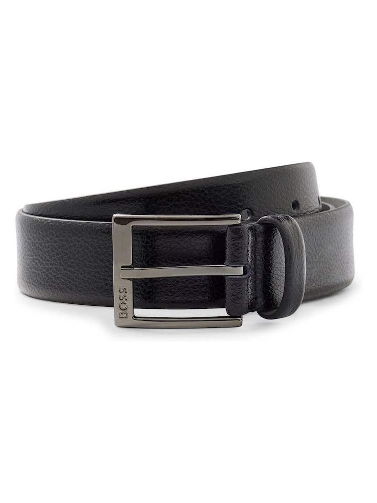 BOSS Black Grained Leather Belt - Image 1 of 5