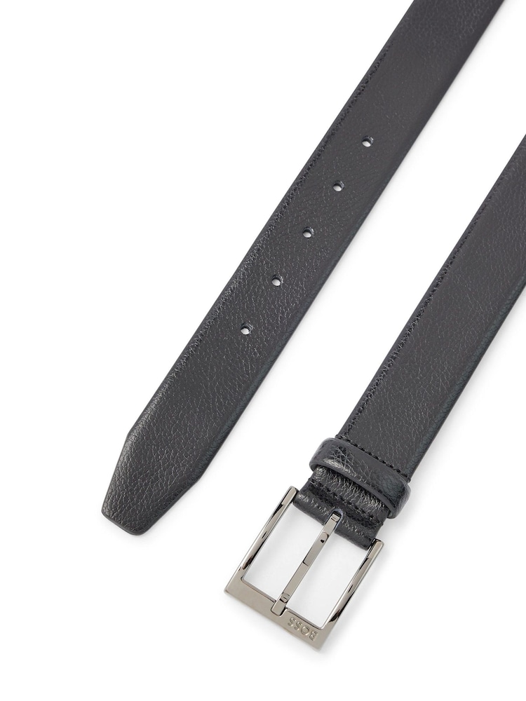 BOSS Black Grained Leather Belt - Image 2 of 5