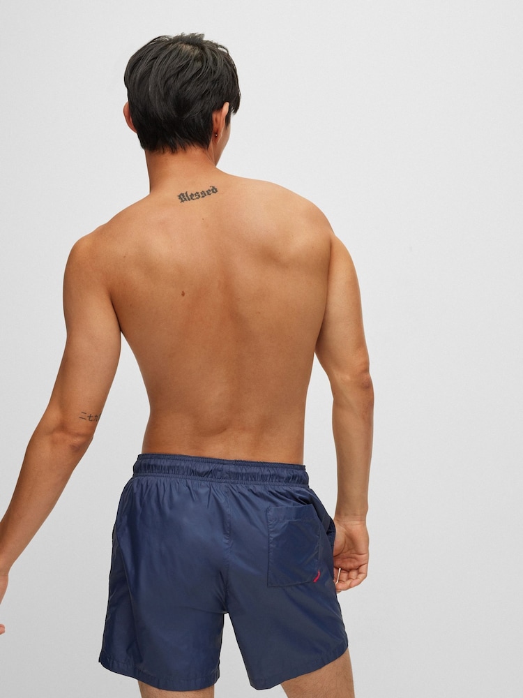HUGO Blue Contrast Logo Lined Swim Shorts - Image 2 of 4