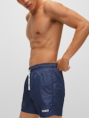 HUGO Blue Contrast Logo Lined Swim Shorts - Image 3 of 4