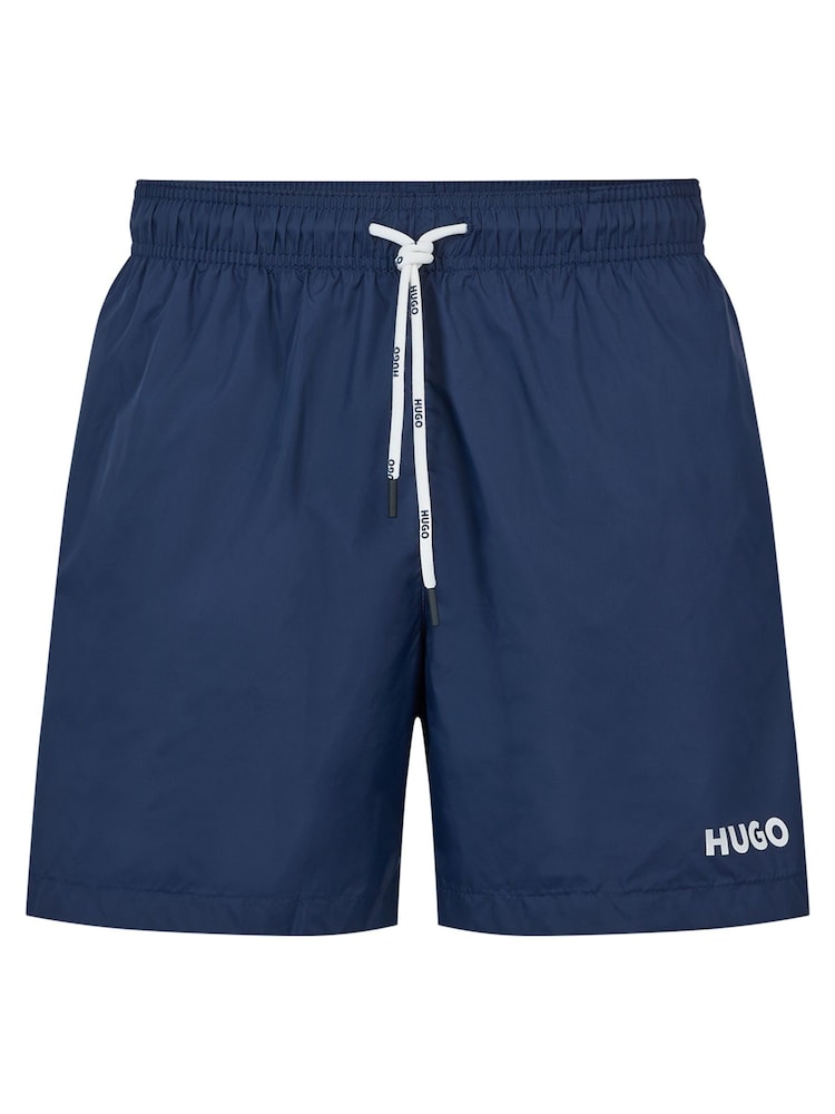HUGO Blue Contrast Logo Lined Swim Shorts - Image 4 of 4