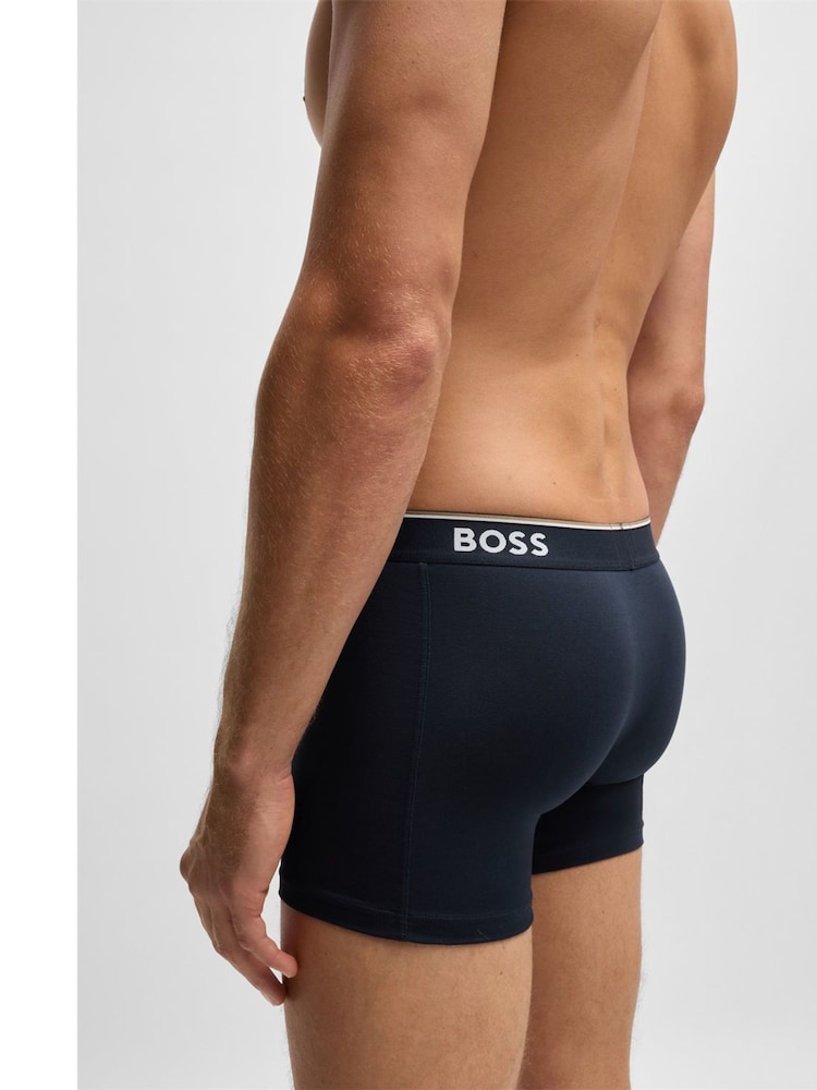 Синий - BOSS Power Stretch Cotton 3 Pack Boxers - Image 2 of 5