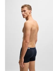Синий - BOSS Power Stretch Cotton 3 Pack Boxers - Image 4 of 5