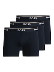 Синий - BOSS Power Stretch Cotton 3 Pack Boxers - Image 5 of 5