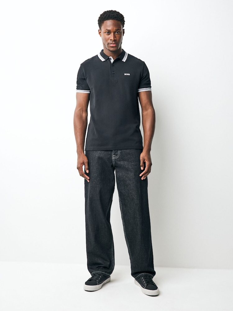 BOSS Black Tipped Paddy 100% Cotton Polo Shirt - Image 2 of 8