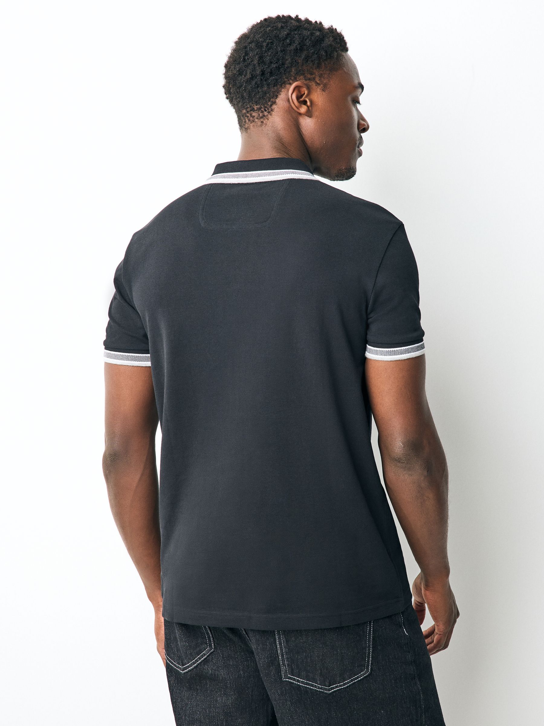 Buy BOSS Black/Grey Regular Fit Short Sleeve Paddy Polo Shirt from