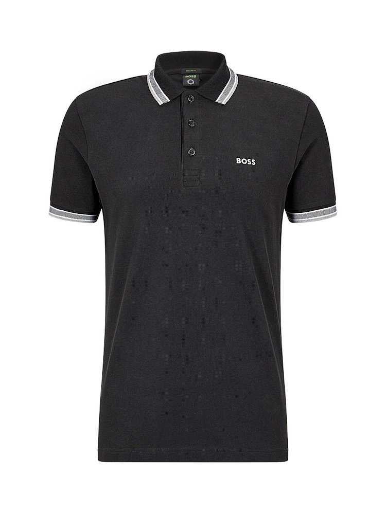 BOSS Black Tipped Paddy 100% Cotton Polo Shirt - Image 5 of 8