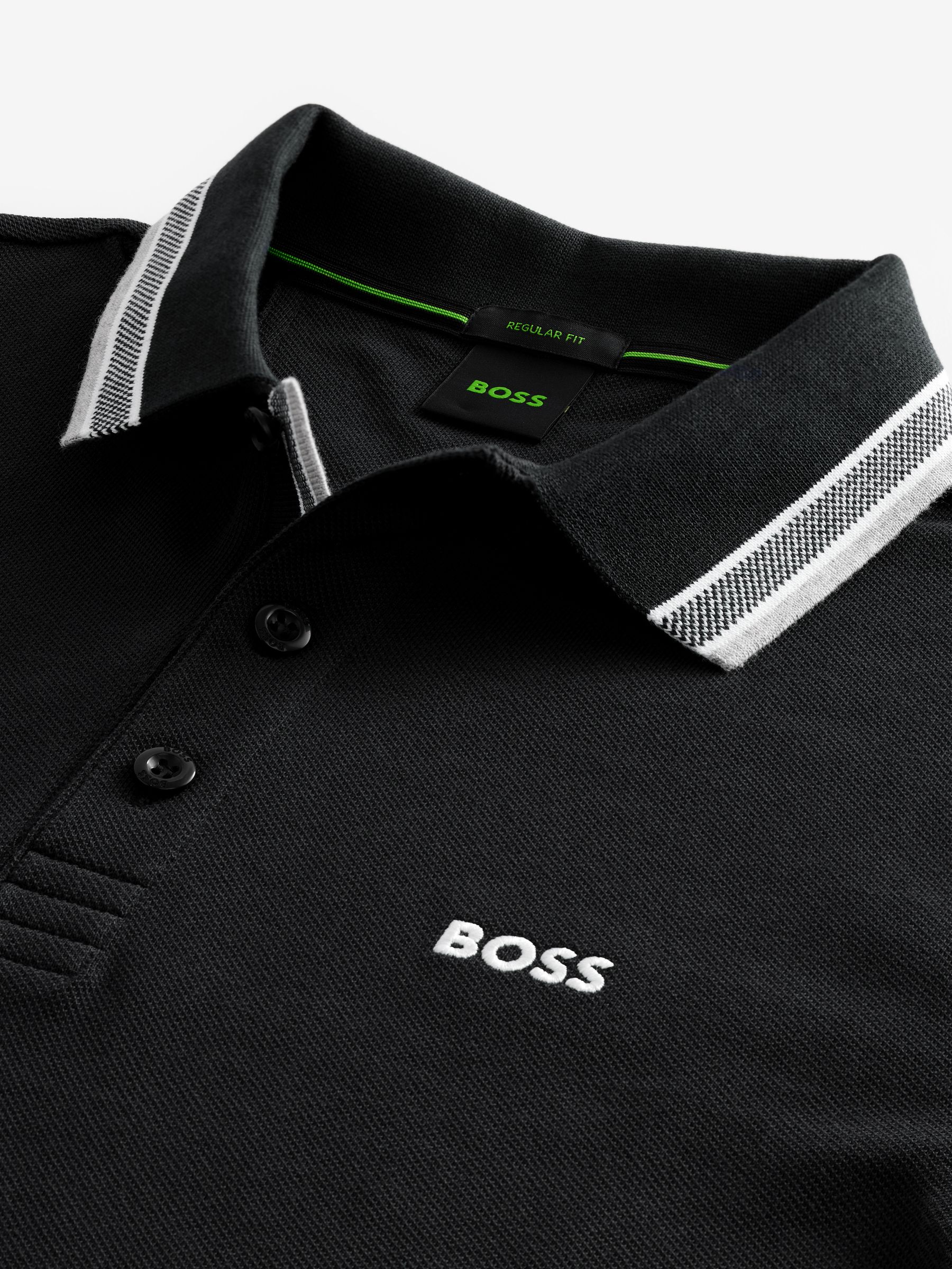 Buy BOSS Black/Grey Regular Fit Short Sleeve Paddy Polo Shirt from