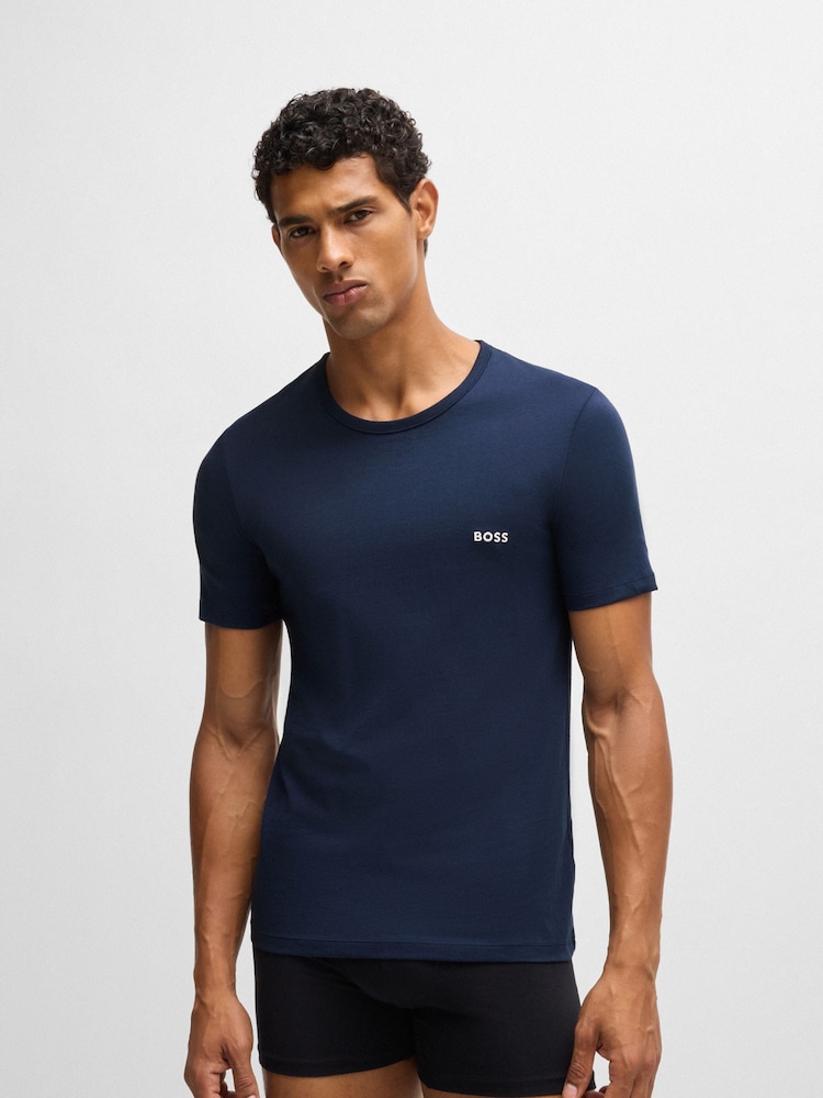 BOSS Blue/White/Black Classic Crew Neck T-Shirts 3 Pack - Image 7 of 11