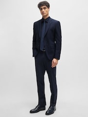 BOSS Navy Blue Joe Regular Fit Stretch Poplin Oxford Shirt - Image 4 of 5