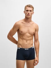 BOSS Navy/Grey/Blue Power Stretch Cotton 3 Pack Boxers - Image 2 of 7