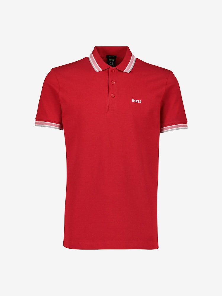 BOSS Red Tipped Paddy 100% Cotton Polo Shirt - Image 5 of 8