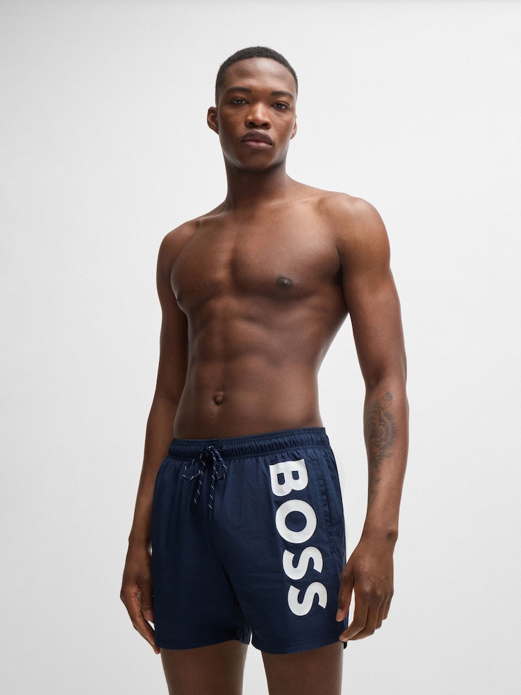 BOSS Blue Logo Quick Drying Swim Shorts - Image 1 of 4 BOSS Blue Logo Quick Drying Swim Shorts - Image 1 of 4