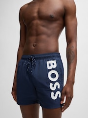 BOSS Blue Logo Quick Drying Swim Shorts - Image 3 of 4
