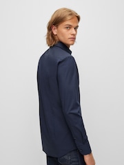 BOSS Light Blue Slim Fit Stretch Poplin Shirt - Image 2 of 6