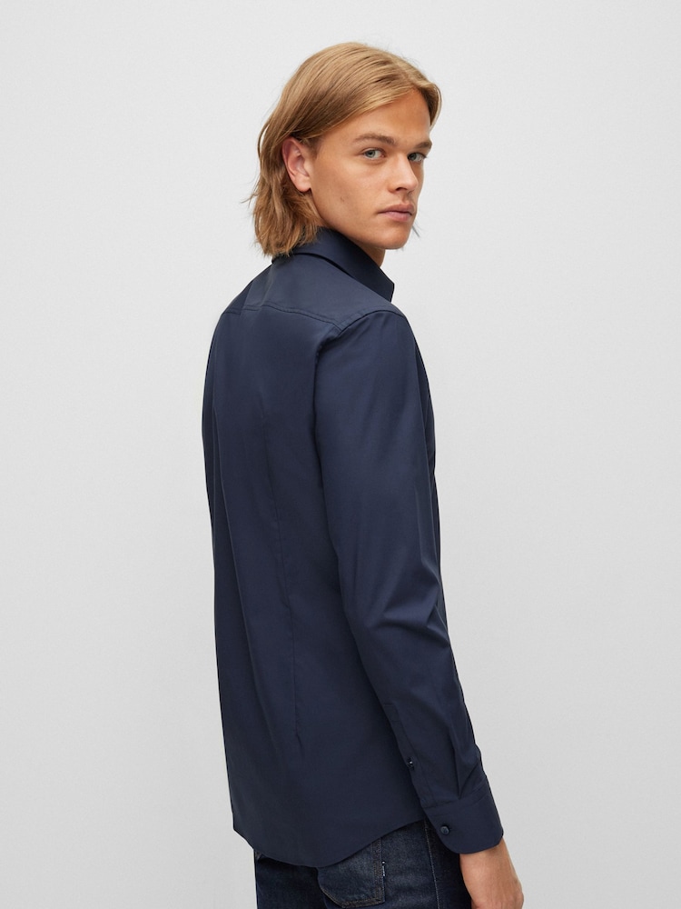 BOSS Light Blue Slim Fit Stretch Poplin Shirt - Image 2 of 6
