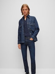 BOSS Light Blue Slim Fit Stretch Poplin Shirt - Image 3 of 6