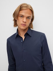BOSS Light Blue Slim Fit Stretch Poplin Shirt - Image 4 of 6