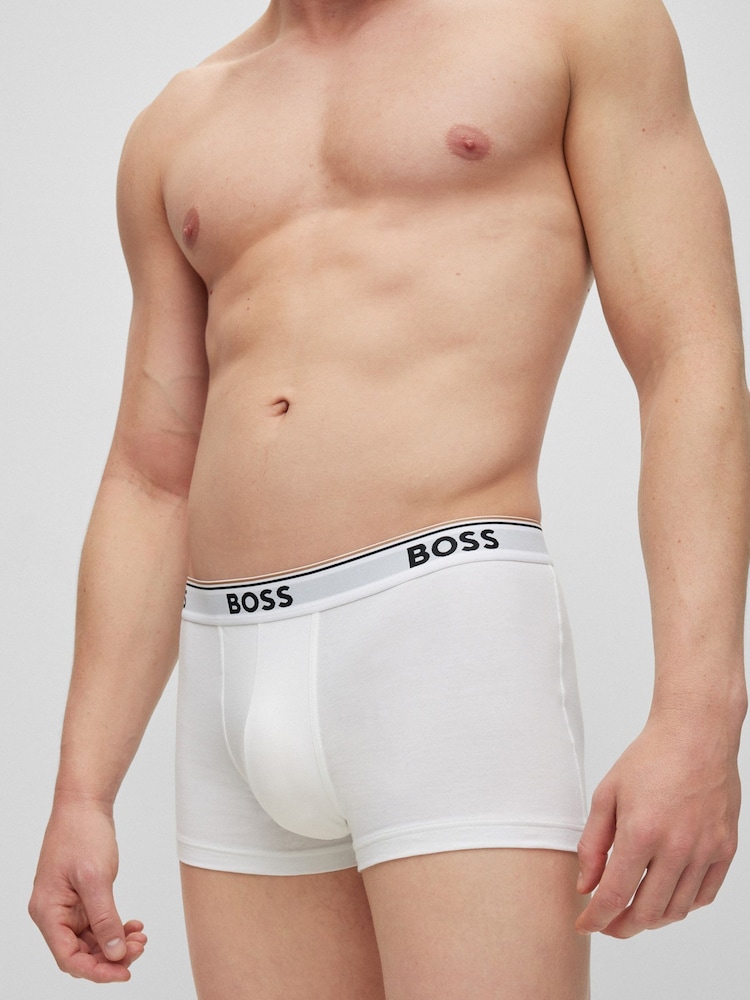BOSS White Power Stretch Cotton 3 Pack Boxers - Image 5 of 5