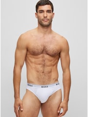 BOSS White Power Stretch Cotton 3 Pack Briefs - Image 1 of 7