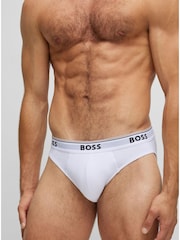 BOSS White Power Stretch Cotton 3 Pack Briefs - Image 3 of 7