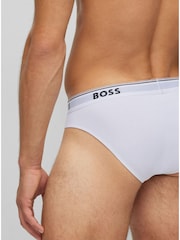 BOSS White Power Stretch Cotton 3 Pack Briefs - Image 4 of 7