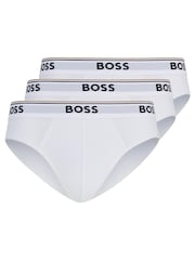 BOSS White Power Stretch Cotton 3 Pack Briefs - Image 6 of 7