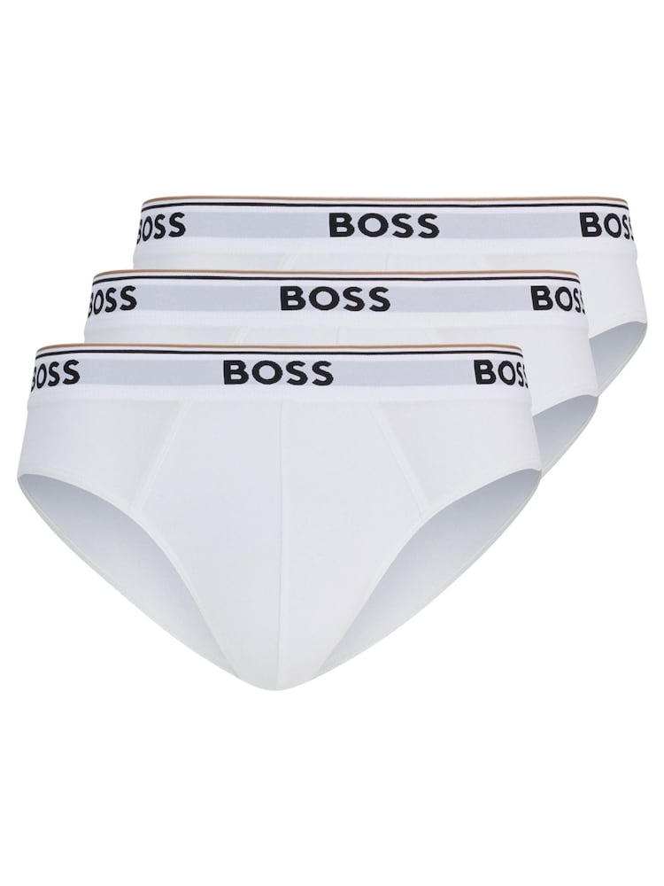 BOSS White Power Stretch Cotton 3 Pack Briefs - Image 6 of 7