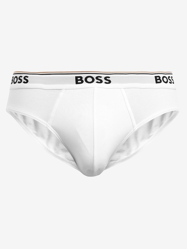 BOSS White Power Stretch Cotton 3 Pack Briefs - Image 7 of 7
