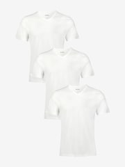 BOSS White Off V-Neck Classic 100% Cotton T-Shirts 3 Pack - Image 1 of 6