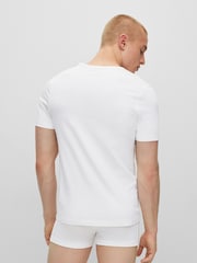 BOSS White Off V-Neck Classic 100% Cotton T-Shirts 3 Pack - Image 3 of 6