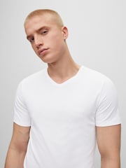 BOSS White Off V-Neck Classic 100% Cotton T-Shirts 3 Pack - Image 4 of 6