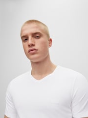 BOSS White Off V-Neck Classic 100% Cotton T-Shirts 3 Pack - Image 5 of 6