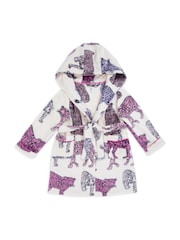 Chelsea Peers White Kids Fleece Leopard Print Dressing Gown - Image 1 of 3