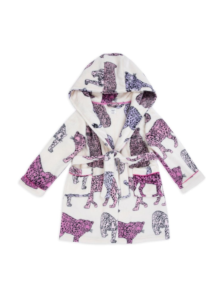 Chelsea Peers White Kids Fleece Leopard Print Dressing Gown - Image 1 of 3