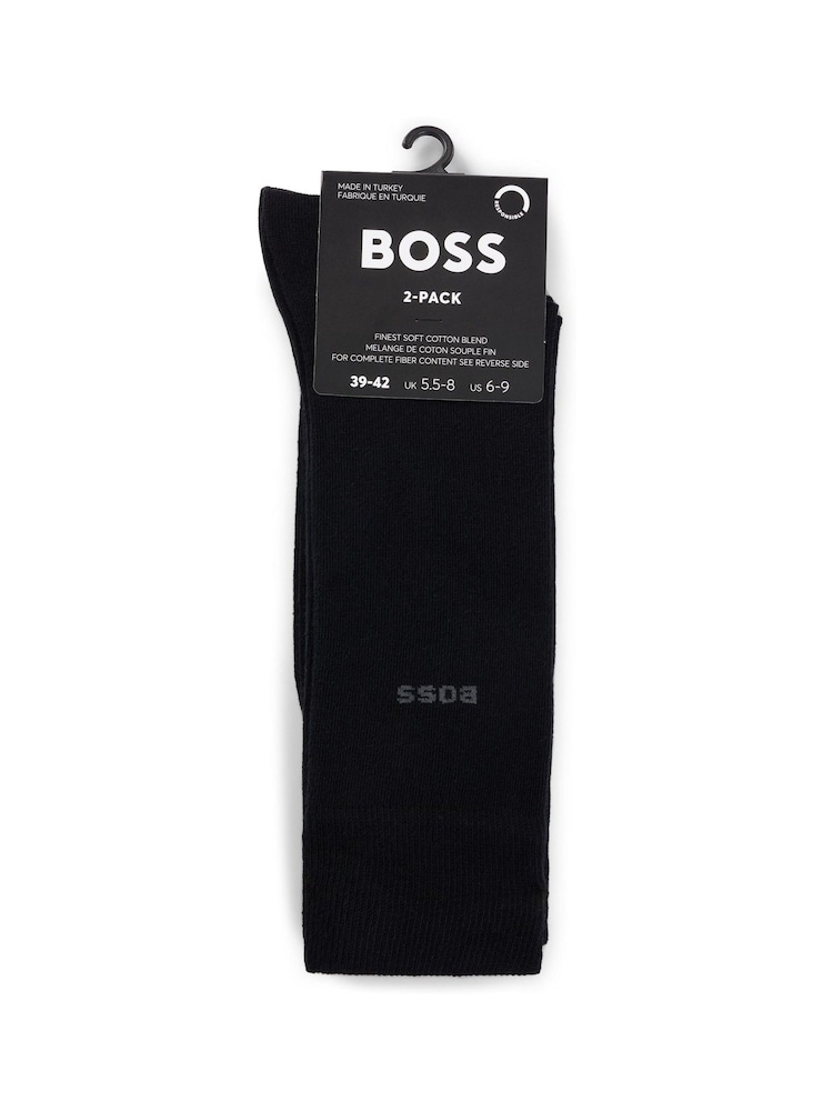 BOSS Black Regular Length Socks 2 Pack - Image 2 of 3 BOSS Black Regular Length Socks 2 Pack - Image 2 of 3
