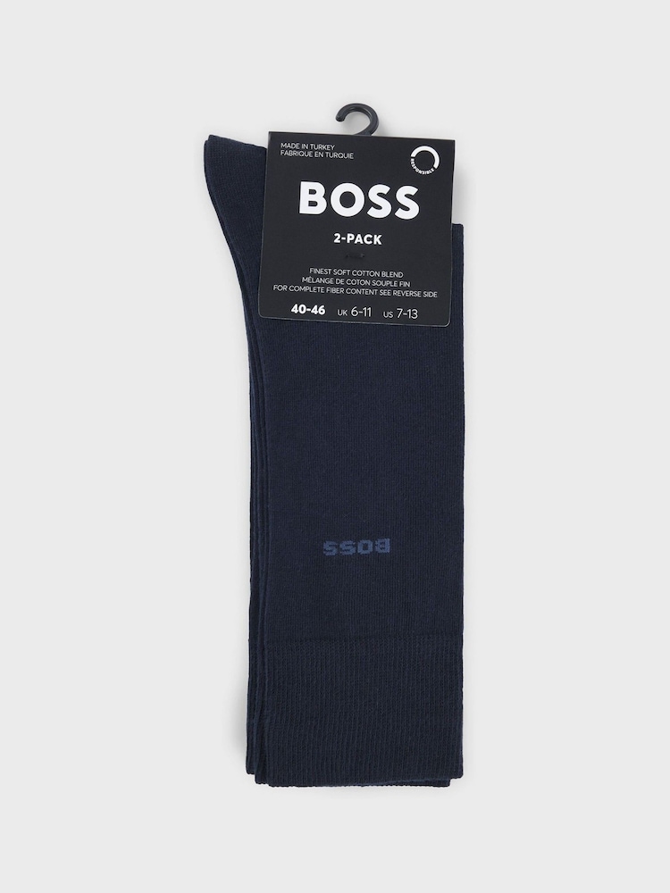 BOSS Blue Regular Length Socks 2 Pack - Image 2 of 3