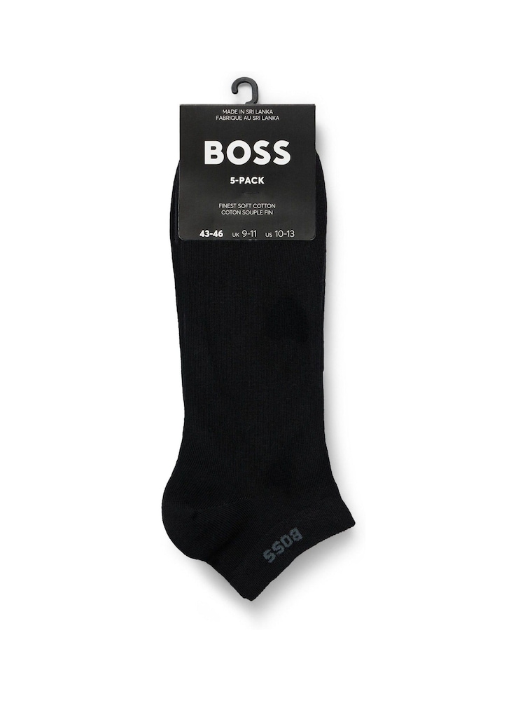 BOSS Black Cotton Blend 5 Pack Ankle Socks - Image 2 of 3