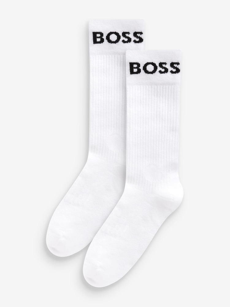 BOSS White Quarter Length 2 Pack Socks - Image 1 of 3