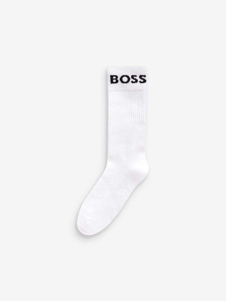 BOSS White Quarter Length 2 Pack Socks - Image 2 of 3