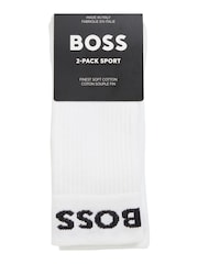 BOSS White Quarter Length 2 Pack Socks - Image 3 of 3