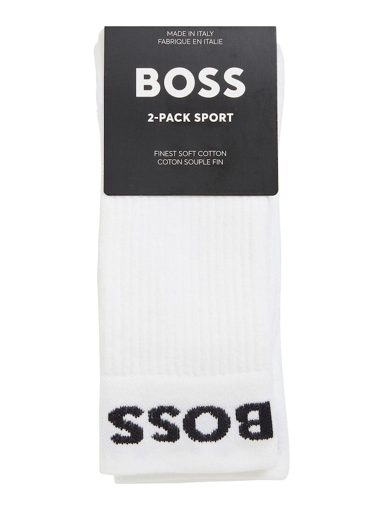 BOSS White Quarter Length 2 Pack Socks - Image 3 of 3