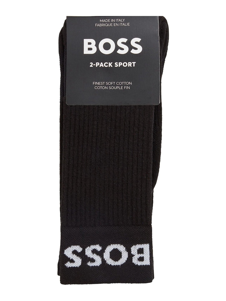 BOSS Black Quarter Length 2 Pack Socks - Image 4 of 5