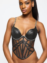 Ann Summers Black Apocalypse Diamante & Illusion Mesh Corset Top - Image 1 of 4