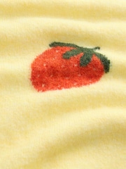 Yellow Strawberry Graphic Print Pattern Knitted Half Sleeve Top - Image 6 of 7